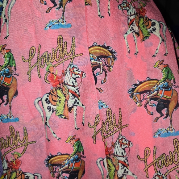 NWT Turquoise Haven Western Pink Howdy Blouse XL Puff Sleeves Bucking Bronco - Picture 12 of 12
